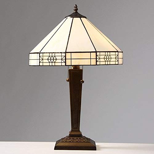 Tiffany-Style Mission-Style White Table Lamp Brown Tiffany Traditional Bronze