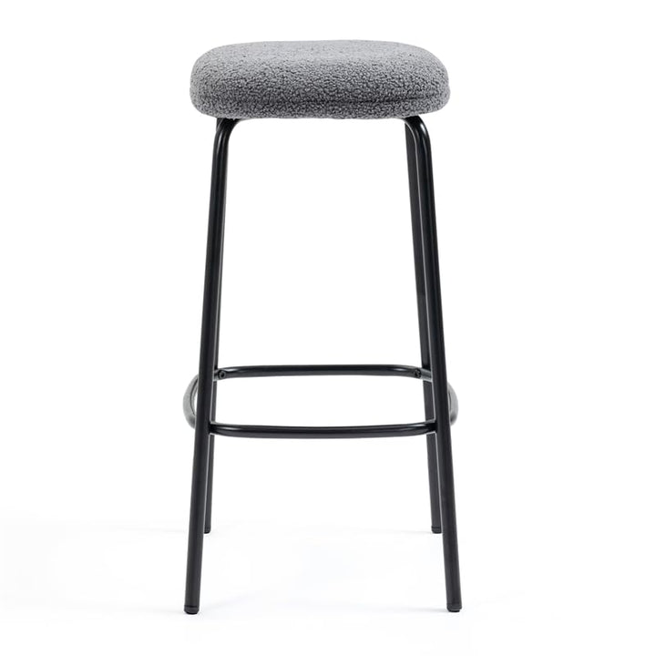 Glamour Home Set of 2 Ayana Gray Boucle Fabric Backless Counter Stool with Black - Diamond Home USA