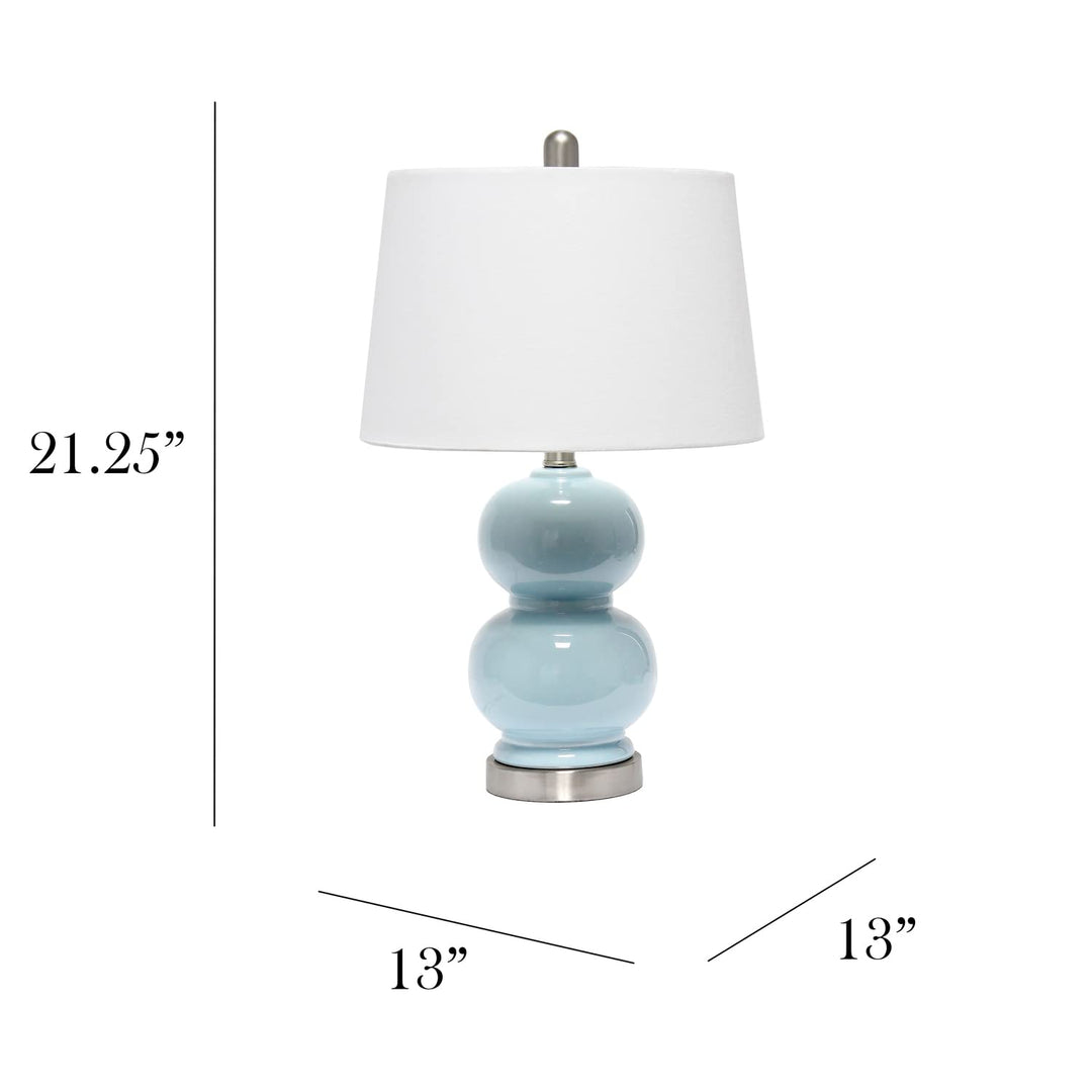 Elegant Designs LT2100-LTB Stacked Stone Double Gourd Ceramic Lamp Light Blue - Diamond Home USA