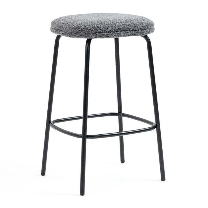 Glamour Home Set of 2 Ayana Gray Boucle Fabric Backless Counter Stool with Black - Diamond Home USA