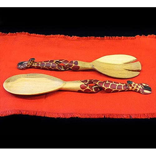 Handmade Wood 11-inch Salad Servers Set of 2 (Kenya) - Diamond Home USA