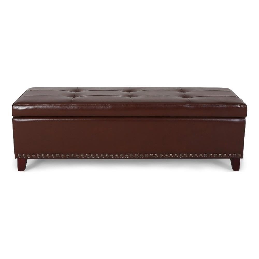 Noble House Gavin Contemporary Storage Ottoman in Chestnut Brown