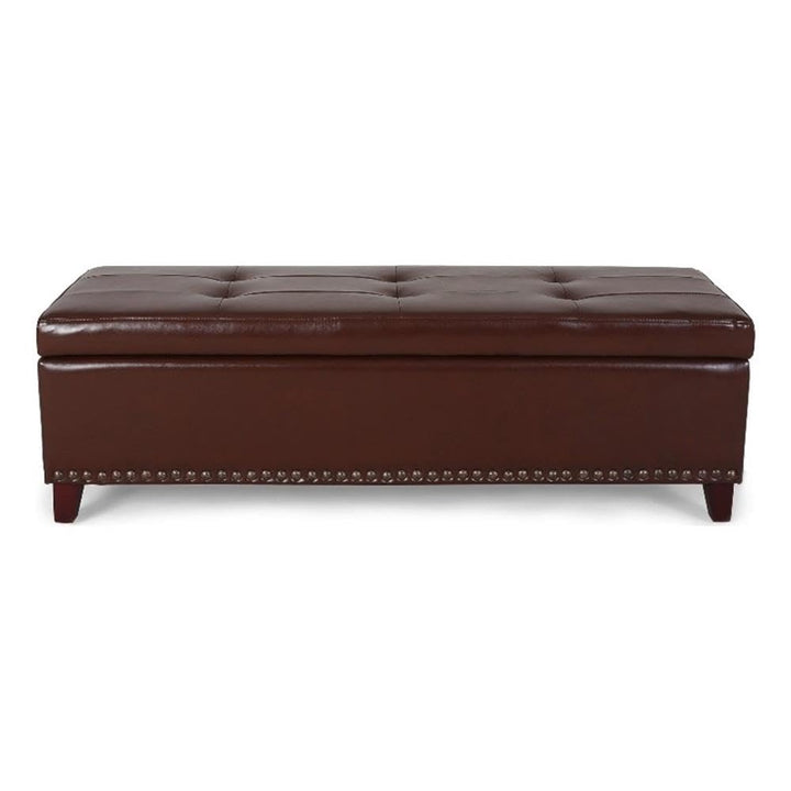 Noble House Gavin Contemporary Storage Ottoman in Chestnut Brown