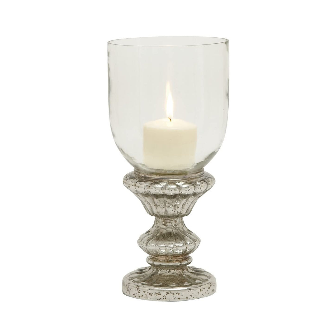 Silver Glass Traditional Hurricane Lamp 14 X 7 Finish - Diamond Home USA