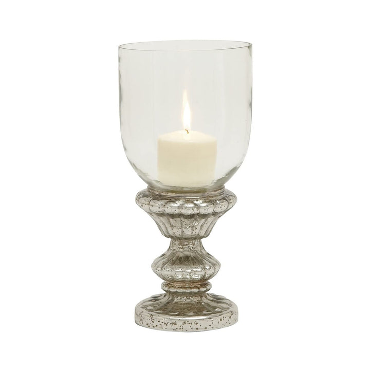 Silver Glass Traditional Hurricane Lamp 14 X 7 Finish - Diamond Home USA