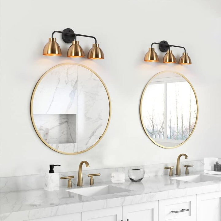 Modern 3-light Black Gold Bathroom Vanity Lights Metal Wall Sconces 22" L X 7" W - Diamond Home USA