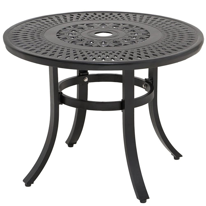 Cast Patio Side Table Outdoor Round with Umbrella Hole 23.62" Dia. X 17.72" H - Diamond Home USA