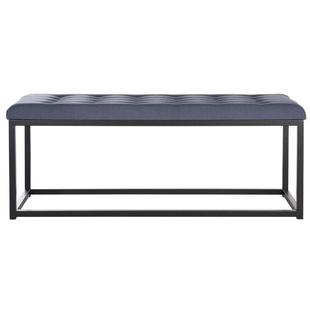 Navy/Black Bench - 48" X 18" 19" Blue Solid Transitional Fabric Wood Tufted - Diamond Home USA