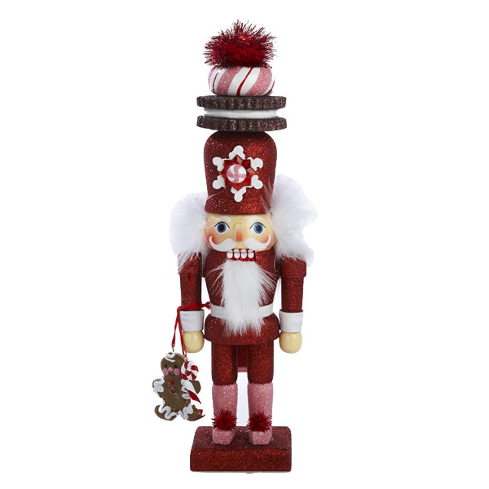 12-inch Hollywood Red Gingerbread Nutcracker with Cookie Hat Plastic Wood - Diamond Home USA