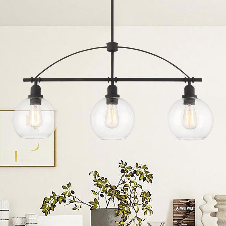 3 Light Kitchen Island Modern 4.65"*8"*25.24"-67.24" Black Industrial - Diamond Home USA