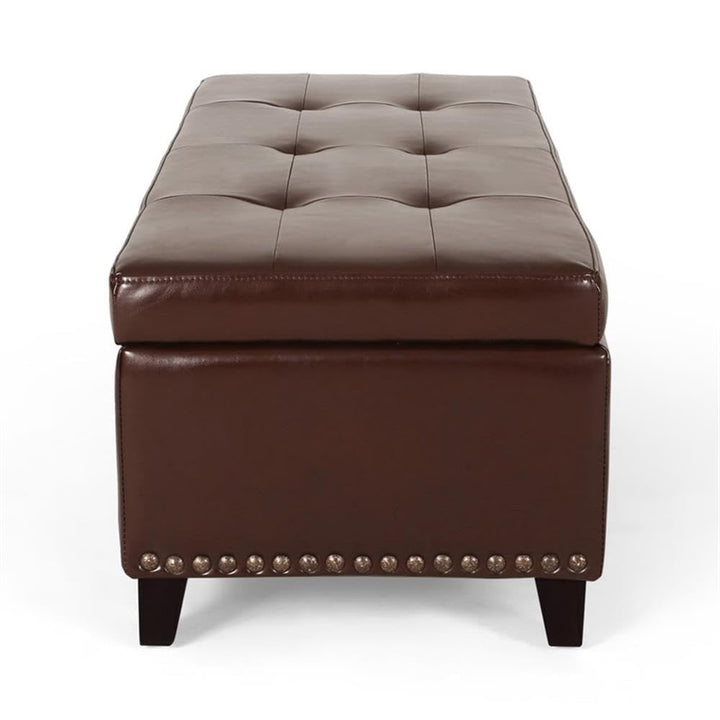 Noble House Gavin Contemporary Storage Ottoman in Chestnut Brown - Diamond Home USA