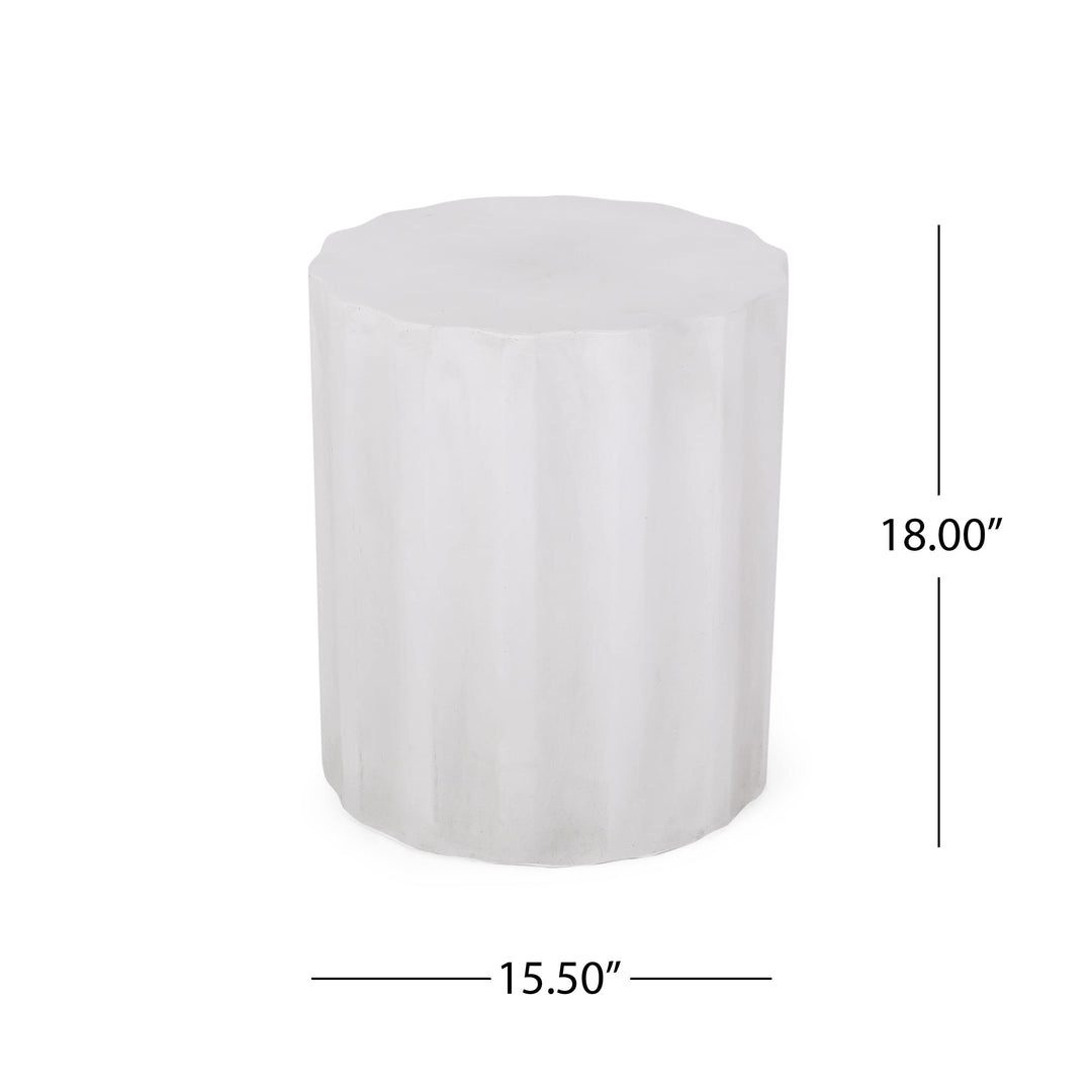 Outdoor Lightweight Concrete Side Table White Modern Contemporary Round - Diamond Home USA