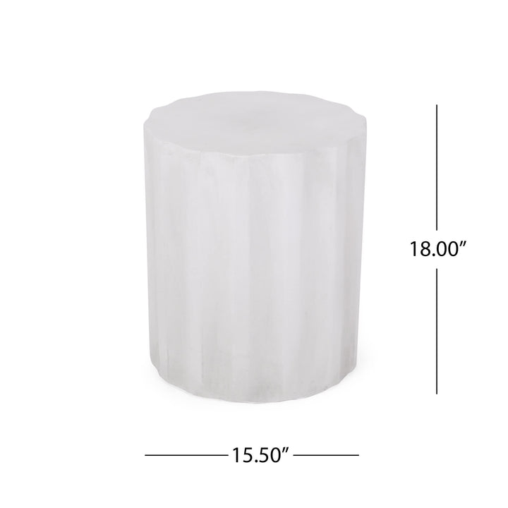 Outdoor Lightweight Concrete Side Table White Modern Contemporary Round - Diamond Home USA