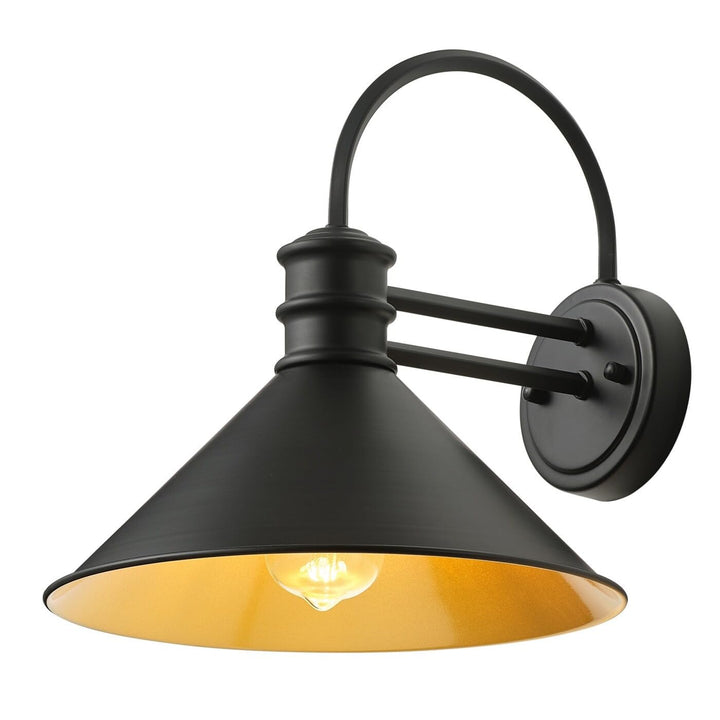 Vintage Farmhouse 1-light Matte Black Gooseneck Wall Sconce with Cone Metal - Diamond Home USA