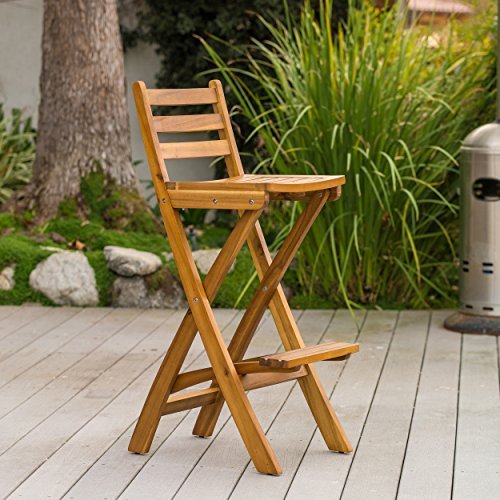 Christopher Knight Home Atlantic Outdoor Foldable Wood Barstool 31" Natural Wood - Diamond Home USA