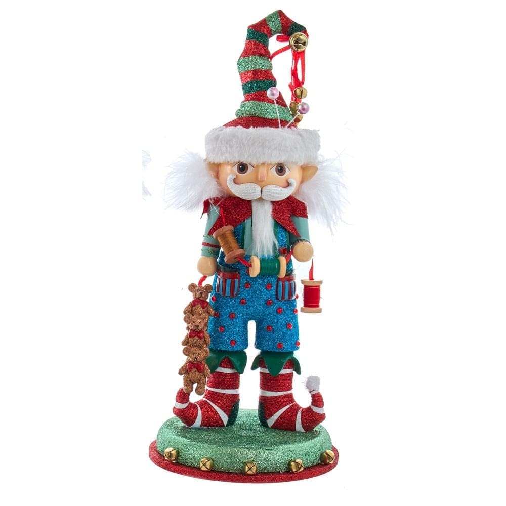 15-inch Hollywood Elf with Teddy Bear Nutcracker Multi Color Resin