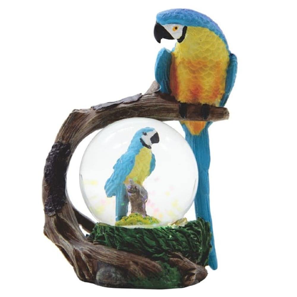 4.25" h Blue Parrot Glitter Snow Globe Decoration Figurine Multi Color Polyresin
