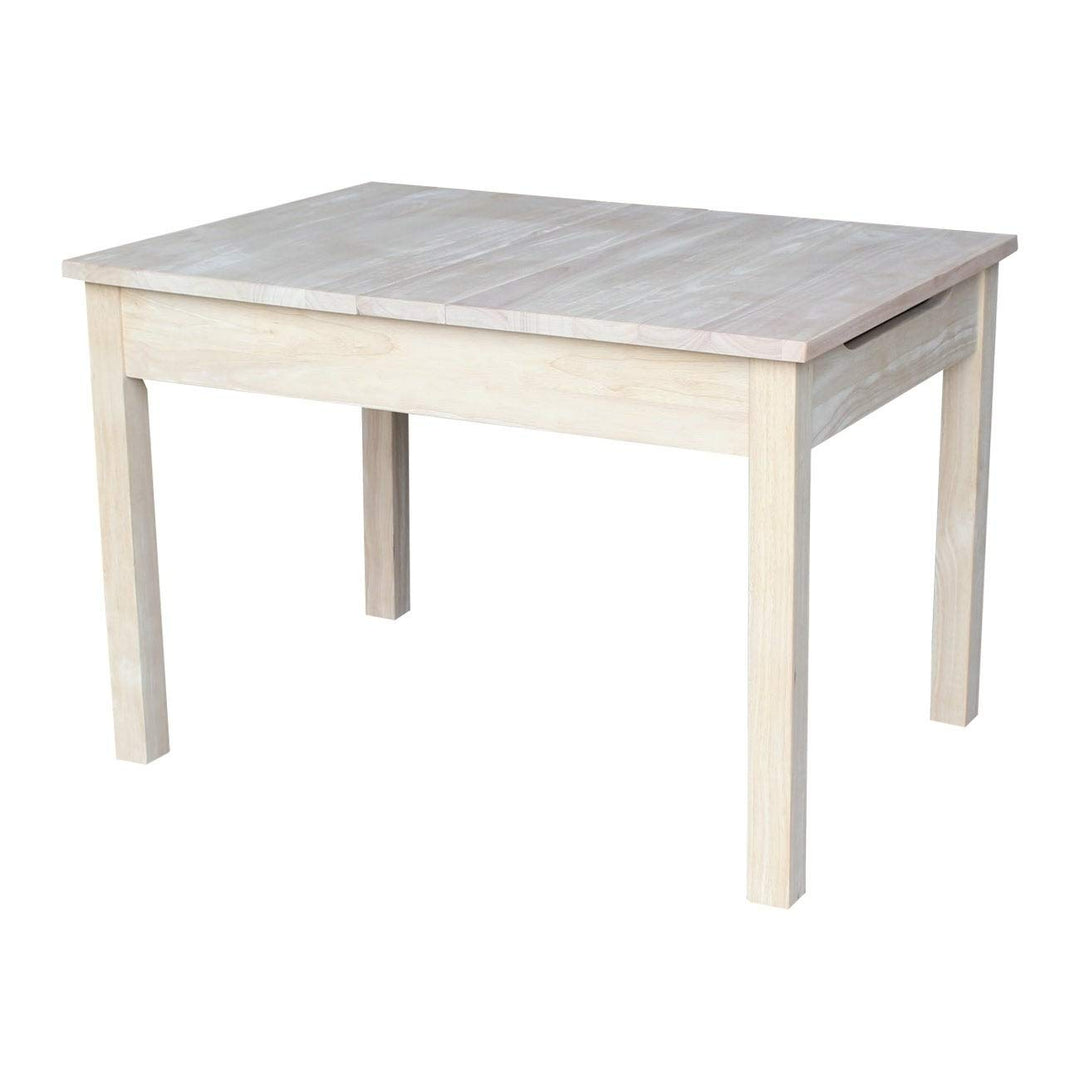 Unfinished Children's Table with Lift-top Storage Traditional Rectangle Wood