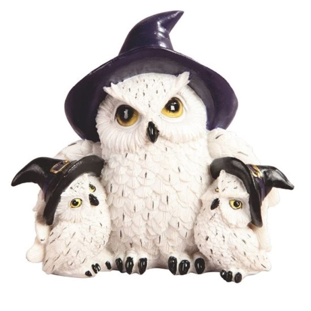 5.25" w Owl Family of 3 Statue Fantasy Decoration Figurine Multi Color Polyresin