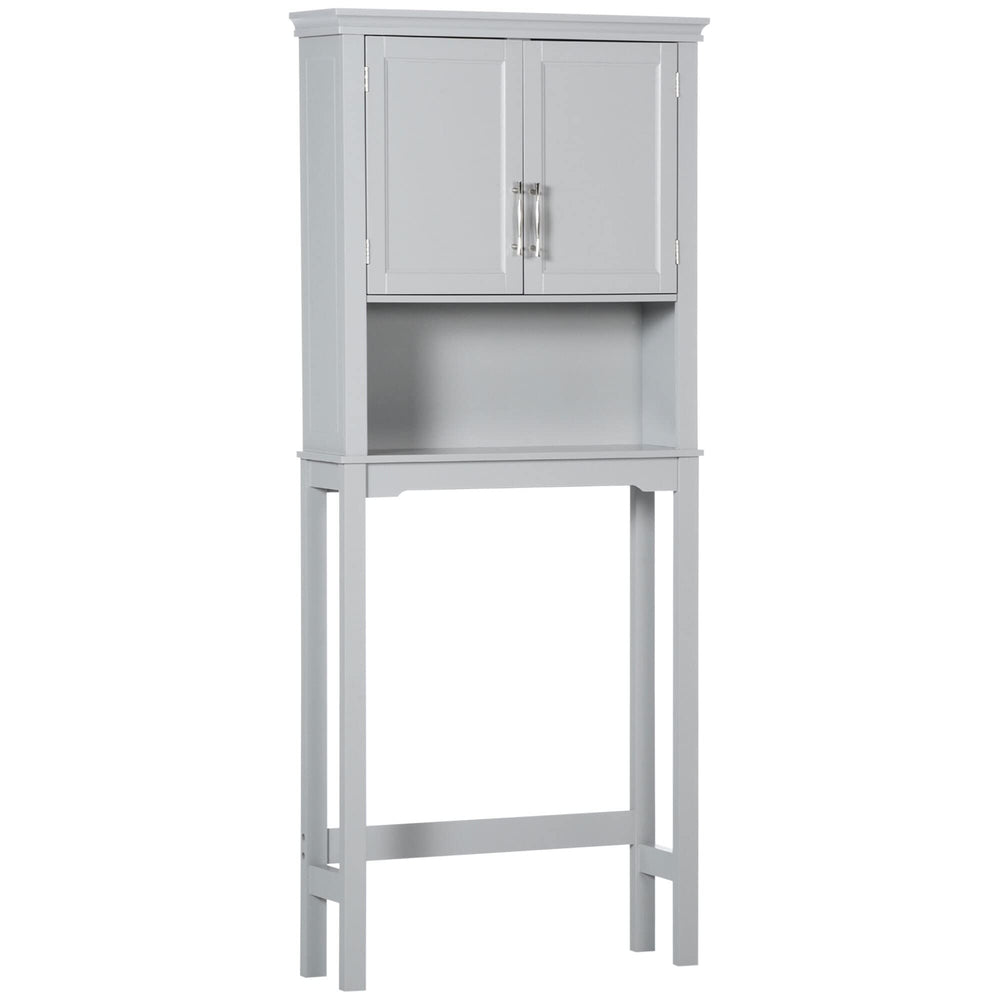 Modern Over The Toilet Storage Cabinet Double Door Bathroom Organizer Grey - Diamond Home USA