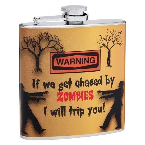 6-ounce 'Chased By Zombies' Hip Flask Multi Color Stainless Steel