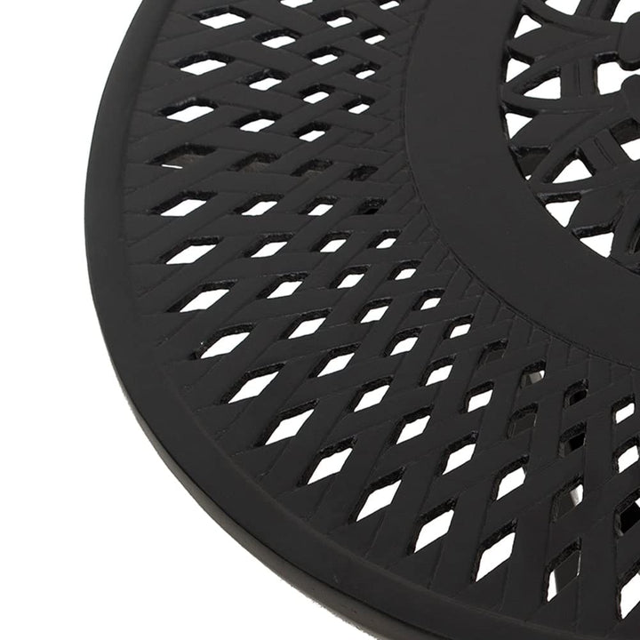 Cast Patio Side Table Outdoor Round with Umbrella Hole 23.62" Dia. X 17.72" H - Diamond Home USA