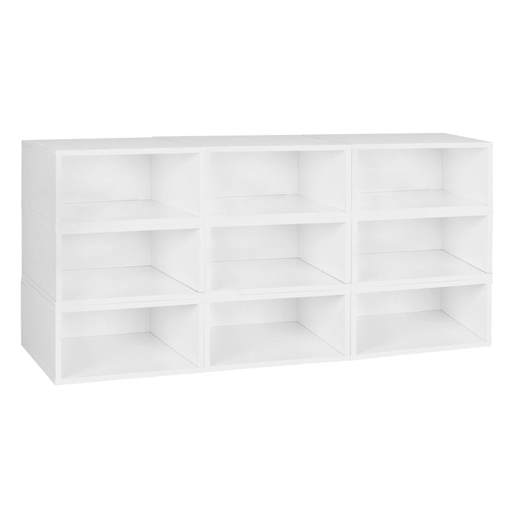 Storage Set- 9 Half Size Cubes- White Wood Grain Modern Contemporary Laminate