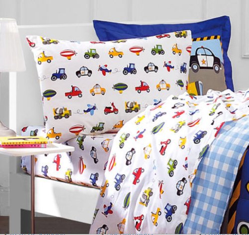 Construction Trucks Police Cars Tractors Boys Twin Comforter Set (5 Piece - Diamond Home USA