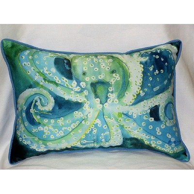 Betsy Drake Interiors Coastal Octopus Indoor/Outdoor Pillow Size: Large