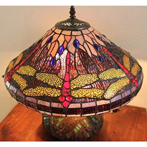 Tiffany-Style Dragonfly Table Lamp Purple Bohemian Eclectic Copper - Diamond Home USA