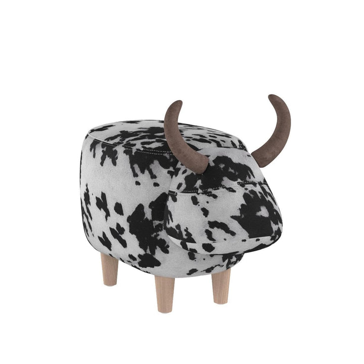 Christopher Knight Home Bessie Patterned Velvet Cow Ottoman Milk Cow / White