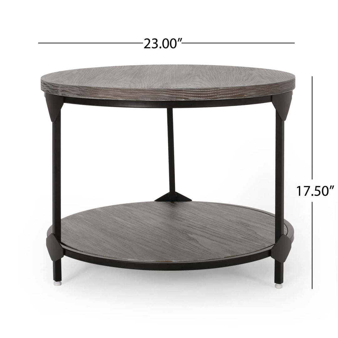 Christopher Knight Home Adeline Modern Industrial Round Coffee Table Gray Black - Diamond Home USA
