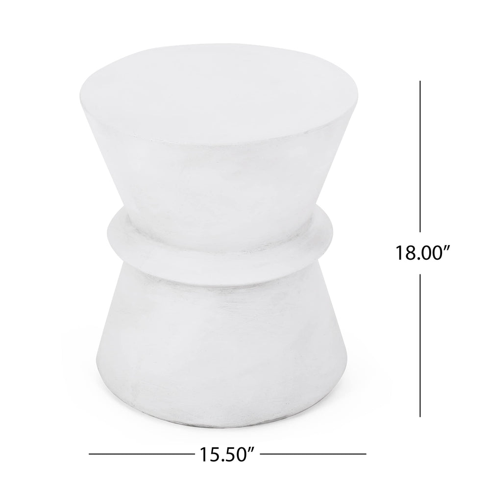 Outdoor Lightweight Concrete Side Table White Modern Contemporary Round - Diamond Home USA