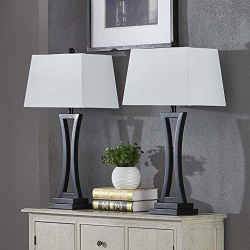 30.75" Bedside Table Lamp Set (Set of 2) Black Modern Contemporary - Diamond Home USA