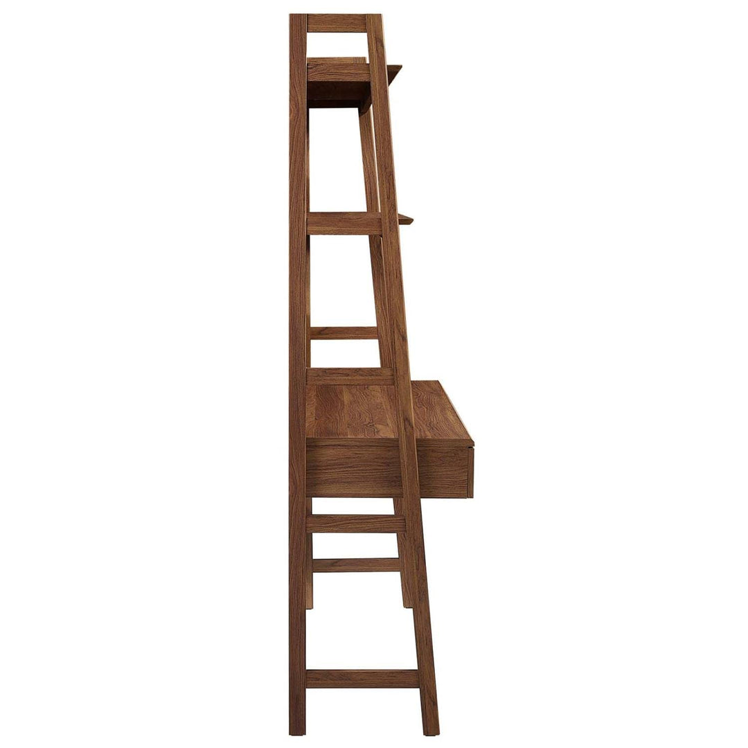 Modway Bixby Home Office Desk with Bookshelf in Walnut - Diamond Home USA