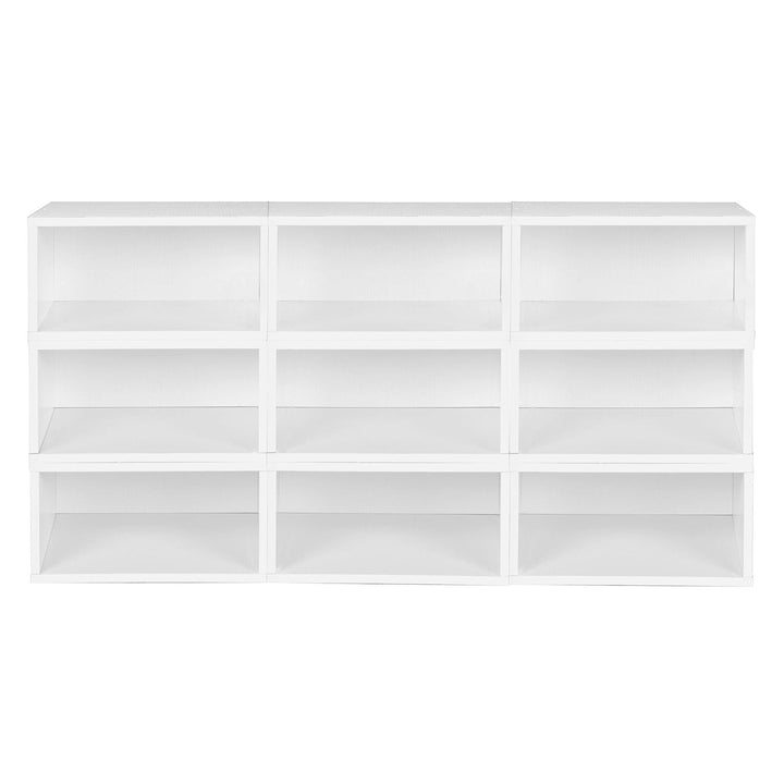 Storage Set- 9 Half Size Cubes- White Wood Grain Modern Contemporary Laminate - Diamond Home USA
