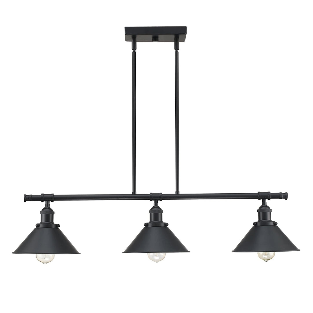 36.25 in. 3-light Island Chandelier with Matte Black Finish Farmhouse Metal - Diamond Home USA