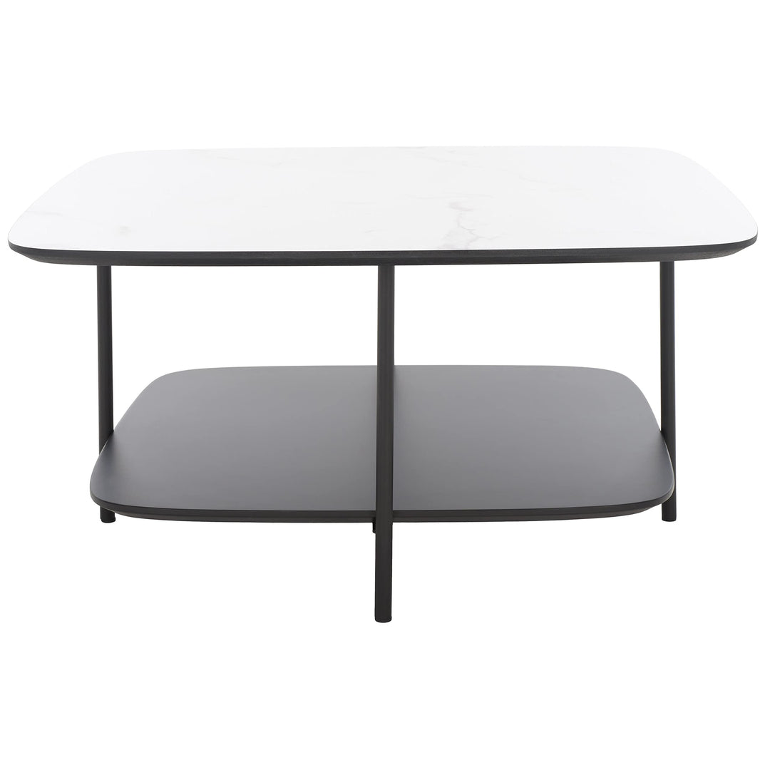 Modern 2-Tier Square Coffee Table 30 in. W X D 15 H Black White Contemporary - Diamond Home USA