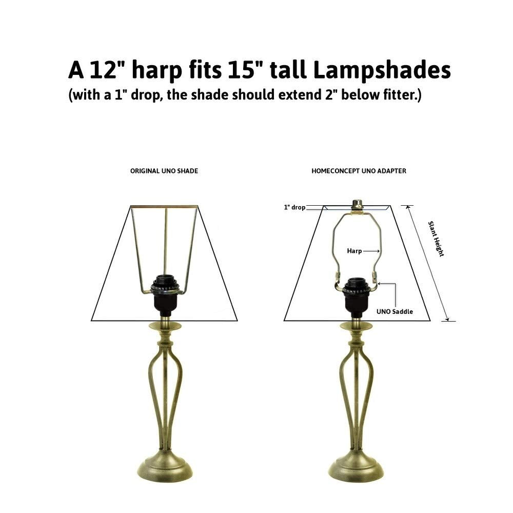 Slip Uno Adapter Converts Your 15" High Lampshade to Fit n Lamp Base (1 7/16" - Diamond Home USA