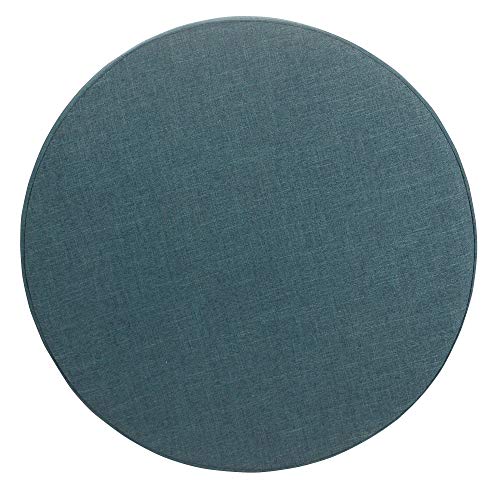 Round Storage Ottoman - Teal Blue Solid Transitional Fabric Foam Wood - Diamond Home USA