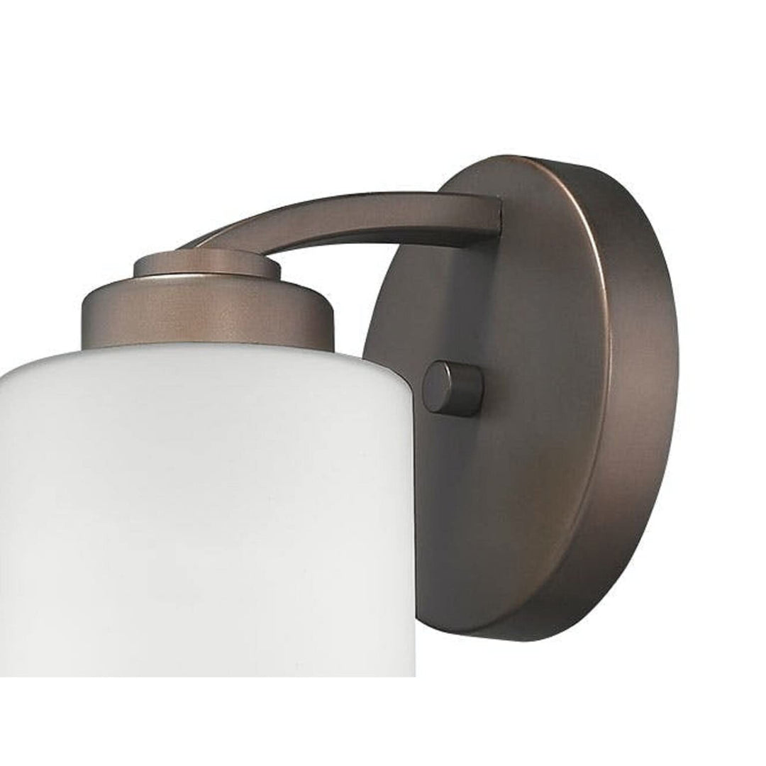 1 Light Bathroom Wall with White Glass and Bronze Finish Brown Modern - Diamond Home USA