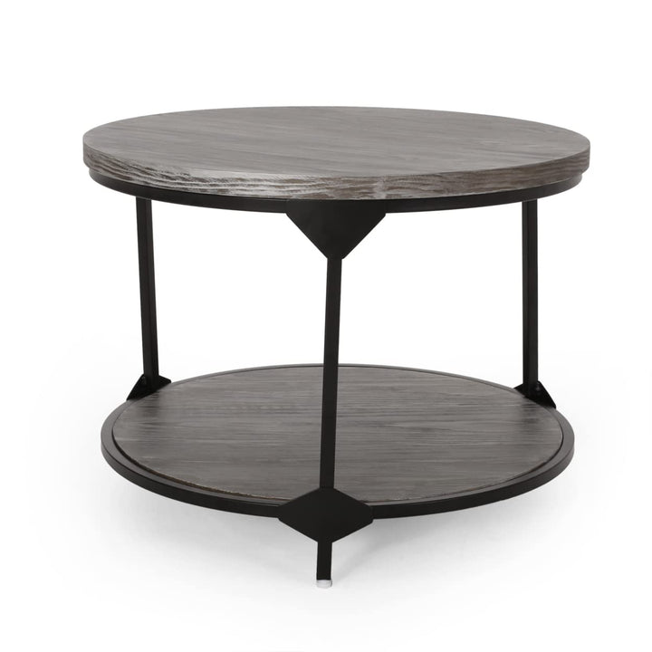 Christopher Knight Home Adeline Modern Industrial Round Coffee Table Gray Black - Diamond Home USA