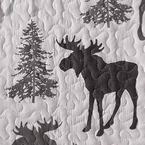 3-Piece Outdoors Pine Trees Print Moose Quilt Set Full/Queen Size - Diamond Home USA