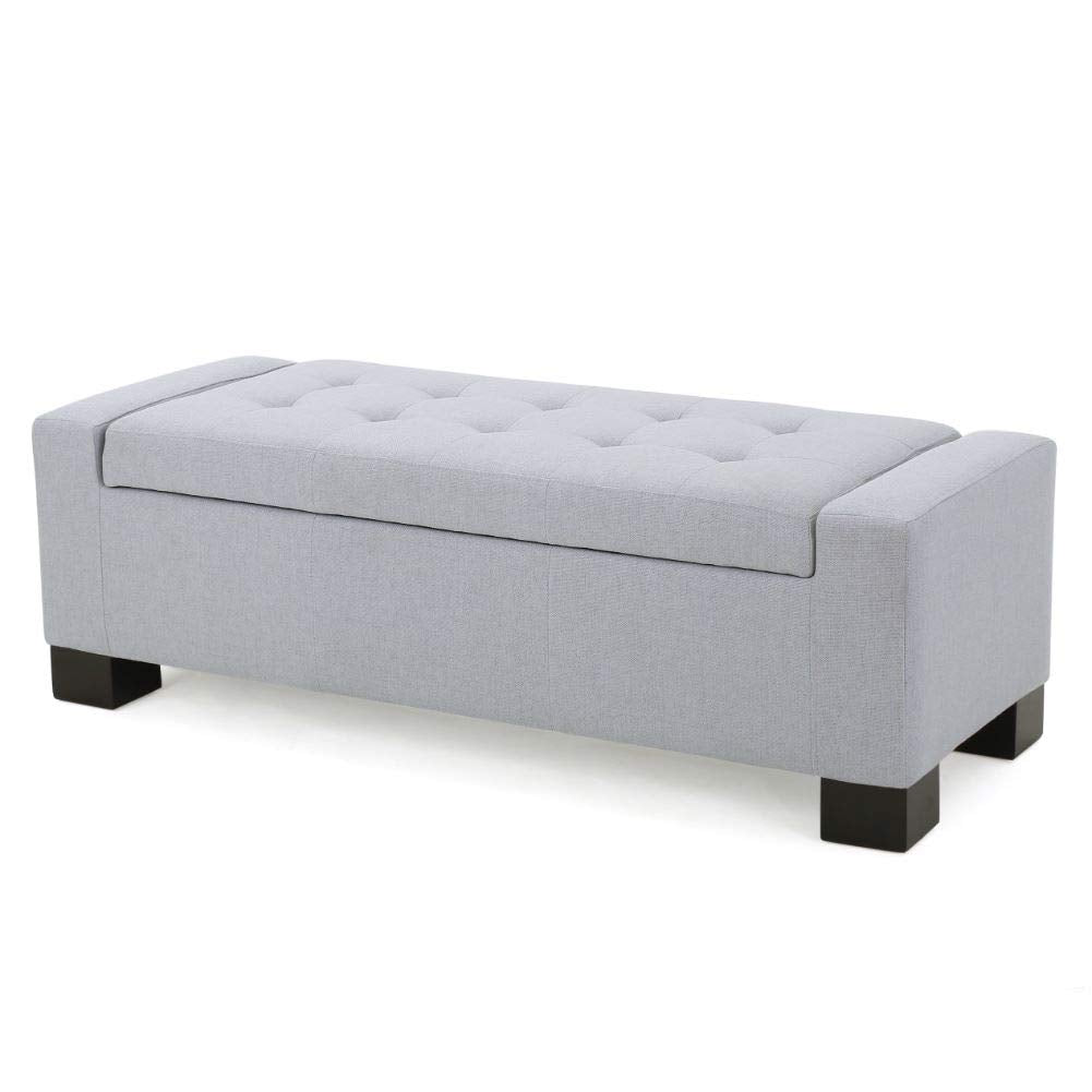 Christopher Knight Home Guernsey Fabric Storage Ottoman Light Grey