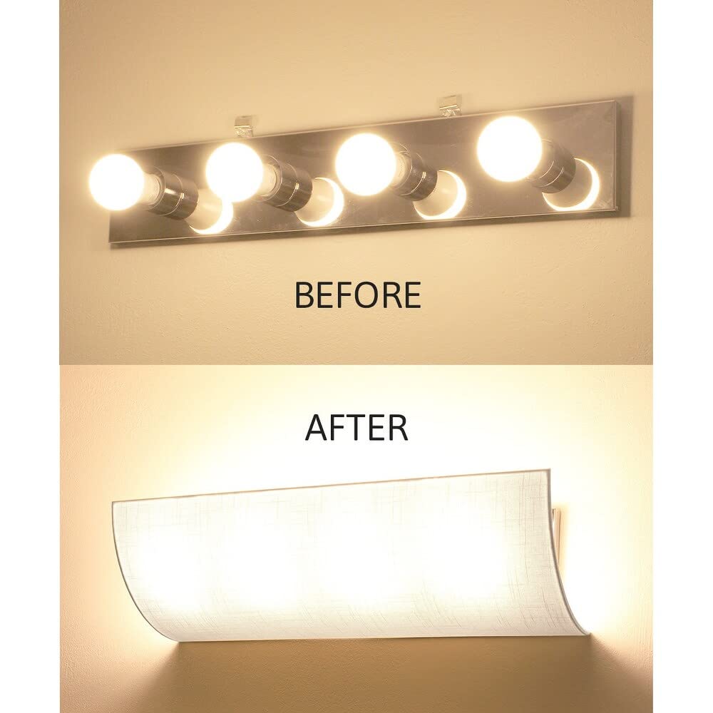 Vanity Light Cover Conversion Kit 20" w White Textured Fabric Shade DIY Upgrades - Diamond Home USA