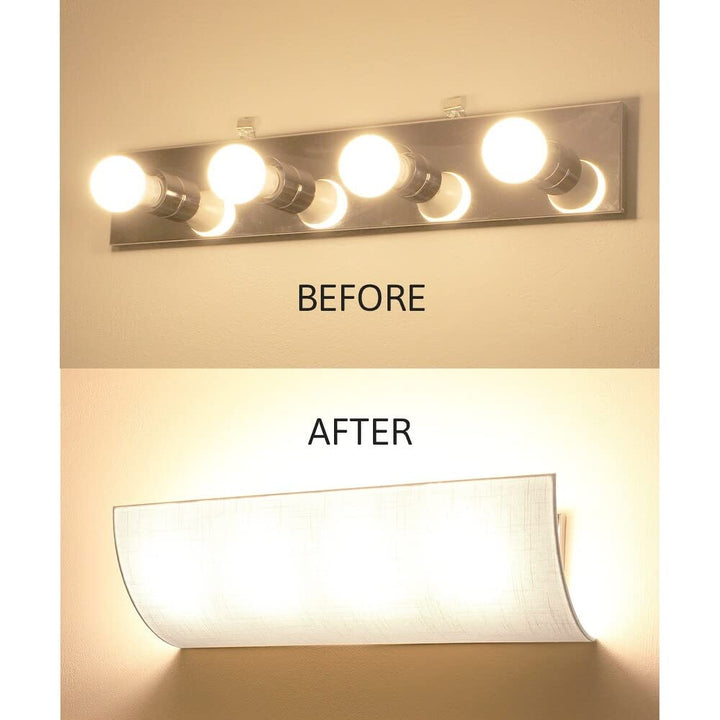 Vanity Light Cover Conversion Kit 20" w White Textured Fabric Shade DIY Upgrades - Diamond Home USA