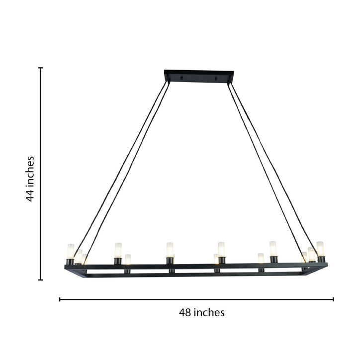 Black 14-light Linear Frame 47-inch Chandelier Industrial Mid-century Modern - Diamond Home USA