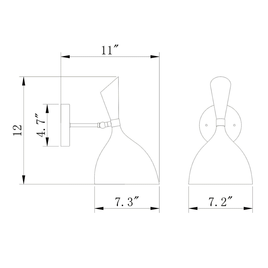 Matte Black Gold 1-Light Wall Sconce with Metal Cone Shade Modern Contemporary - Diamond Home USA