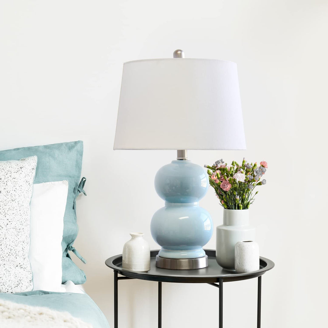 Elegant Designs LT2100-LTB Stacked Stone Double Gourd Ceramic Lamp Light Blue - Diamond Home USA