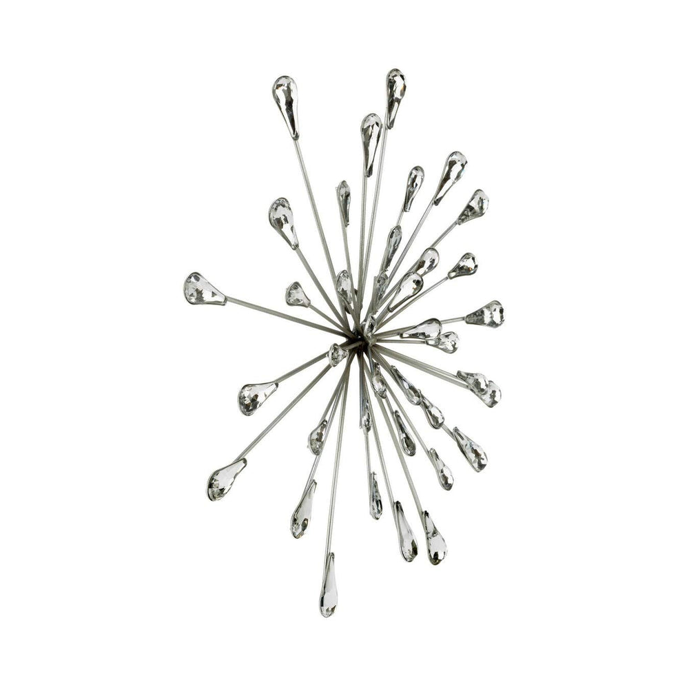 12.5" Dia Silver Starburst Metal/clear Beads Wall Art Clear Modern - Diamond Home USA
